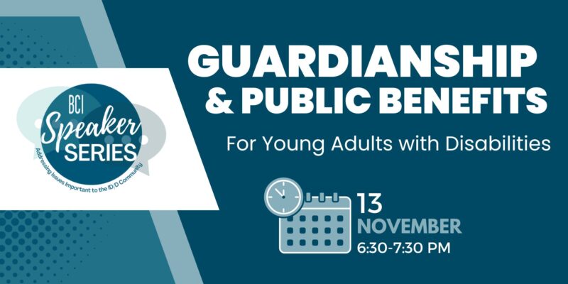 Blue and white graphic for guardianship and public benefits presentation